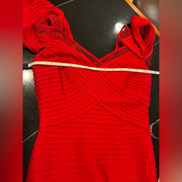 Tadashi Shoji Red Pintuck Eyelet Evening Prom Opera-Ball dress Red SZ. PXS. NWOT - Picture 6 of 16